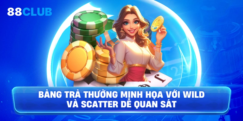 Bảng trả thưởng minh họa với Wild và Scatter dễ quan sát